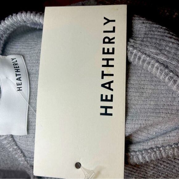 Heatherly for Stitch Fix Gray Ribbed Tie-Back Dress | Cozy Fall Lounge T-Shirt D - Picture 12 of 16